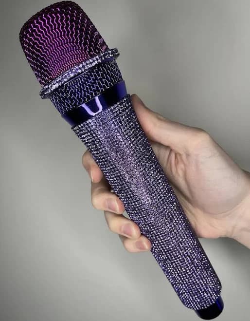 Purple Rhinestone Wireless Karaoke Microphone + Receiver System -