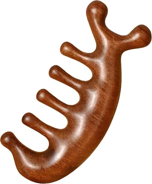 Natural Wood 7-prong Meridian Massage Comb Guasha Scalp Face Neck
