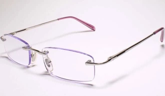 Purple Tinted Lens Modern Rectangle Rimless 2.25 Reading Sun Glasses -