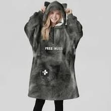 Furry Blanket Hoodie w/Ears "Free Cuddles" Cuddle buddy hugs Puppy Play Fur Pup