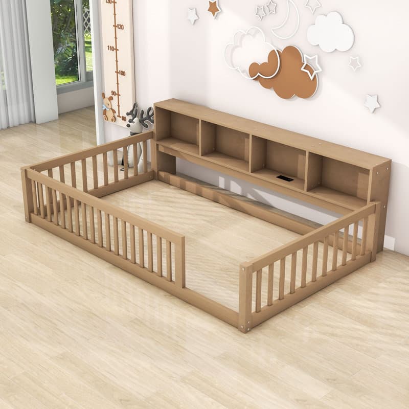 Harriet Bee Keidi Modern Floor Bed with Storage and USB Ports | Wayfair