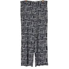 JM Collection Pants Womens Pull On Stretch Palazzo Blue White Print Size XL | eBay