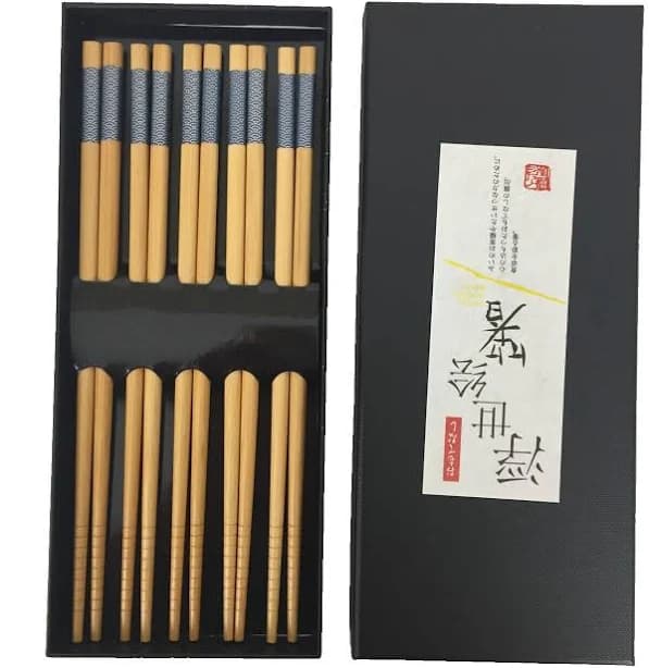 GLAMFIELDS 5 Pairs Bamboo Chopsticks Reusable Japanese Chinese Chop Sticks