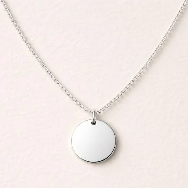 Minimalist Round Sterling Silver Pendant Necklace