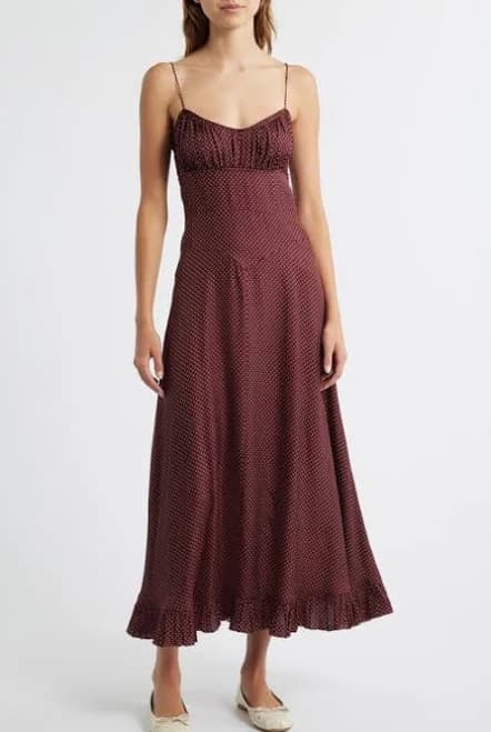 DÔEN Women's Rosaria Dot Sleeveless Silk Blend Maxi Dress
