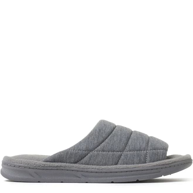 Dearfoams Men's Cozy Comfort Quilted Jersey Slide Slippers