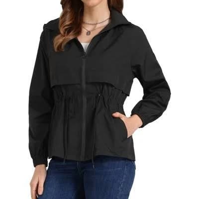 Inspire Chic Women's Lightweight Zip Front Windbreaker