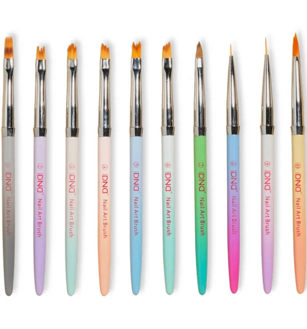 DND Nail Art Brushes Set 10 Professional Brushes 3D Nail Art Designs UV Gel Compatible