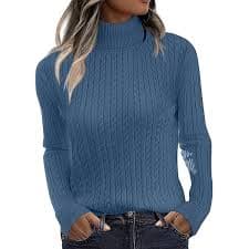 Perbai Womens Y2K Bow Knit Sweater Crew Neck Long Sleeve Oversized Contrast Trim Knitwear Pullover(Blue-S) at Amazon Women's Clothing store