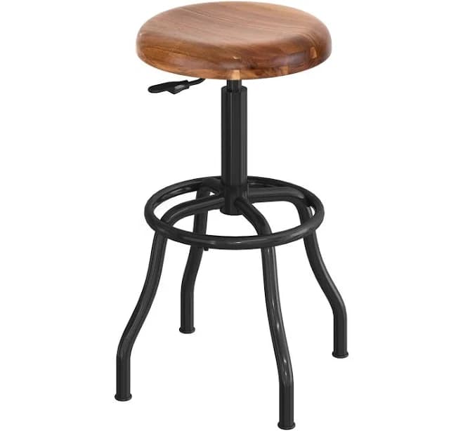 Seville Classics Acacia Wood Pneumatic Adjustable Work Stool