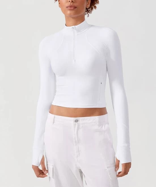 CRZ YOGA Women's Butterluxe Half Zip Cropped Long Sleeve