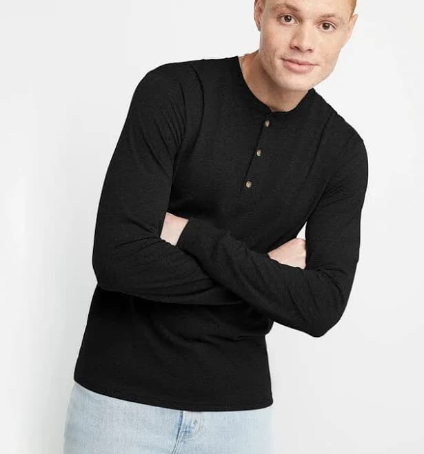 Hanes Originals Men's Tri-Blend Long Sleeve Henley T-shirt