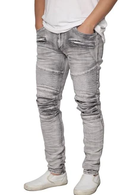 Skinny Distressed Biker Jeans