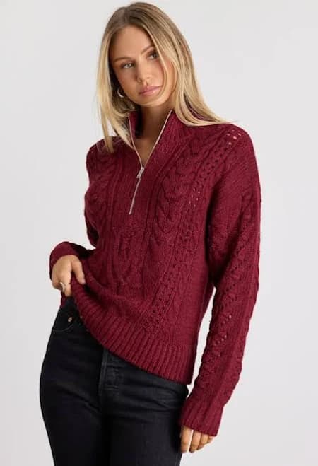 Lulus Cable Knit Quarter-Zip Pullover Sweater