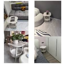 Amazon.com: White Petal Shape Side Table, 2-Tier End Table with Storage Shelf Basket, Coffee Table, Nightstand Accent Table, for Living Room Bedroom Office, Patio Yard Balcony Garden : Everything Else