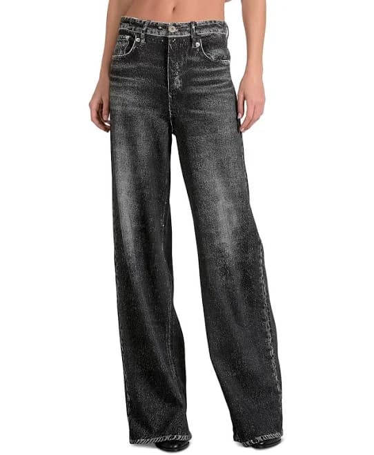 Elan Women's High Rise Wide Leg Jeans
