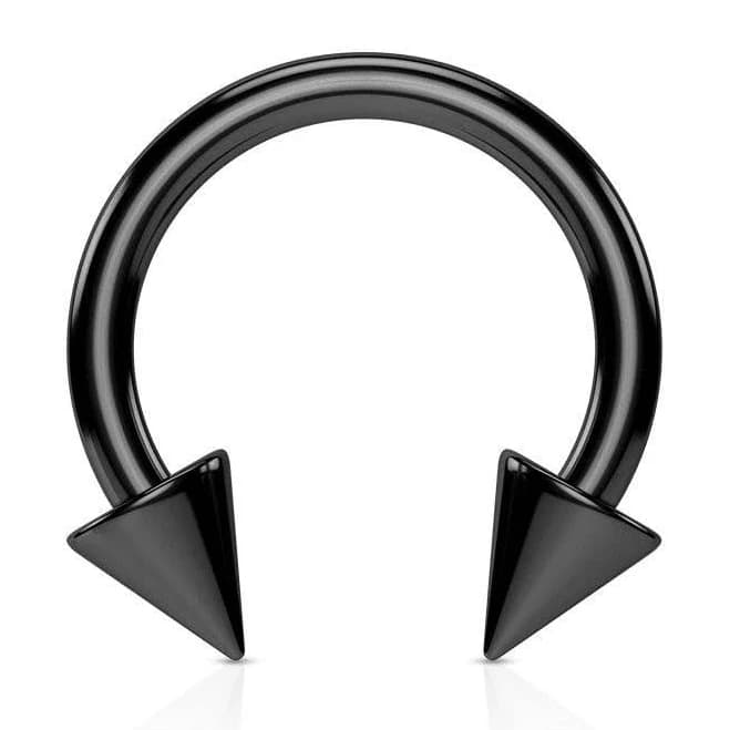 Surgical Steel Black PVD Horseshoe Spike Ring 12ga(2mm) / 1/2"(12mm) | 5mm by Pierced Universe