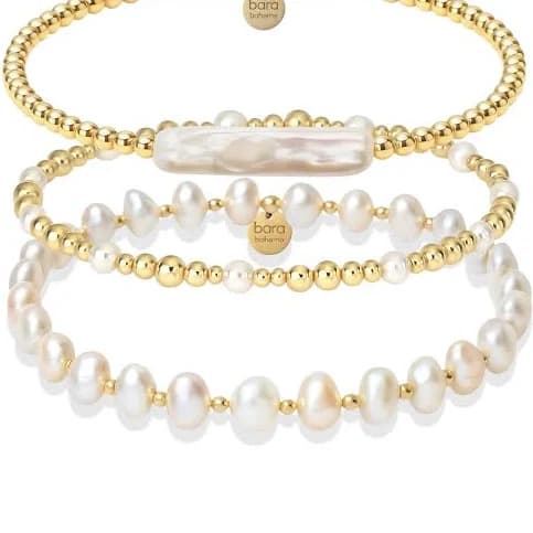 Sydney Sterling Silver Gold Filled Beaded Bracelet Stack