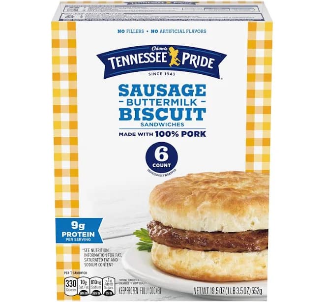 Odom's Tennessee Pride Sausage & Buttermilk Biscuits Snack Sandwiches