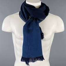 Other CAMERUCCI Navy Woven Two Tone Fringe Scarf | Grailed