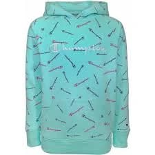 Champion Girls' Tossed Print Raglan Hoodie, Small - Light Sea Green