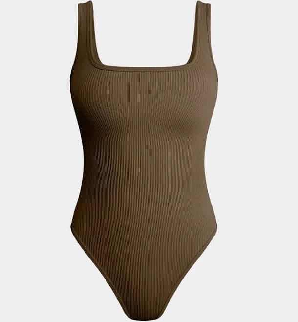 Ribbed Square Neck Sleeveless Tank Tops