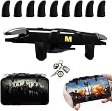 Mikirini Mobile Phone Game Controller for Android Phones & iPhone, Mobile Phone L1R1 Gaming Triggers for PUBG Mobile/Knives Out/Call of Duty Mobile wtih 9pcs Finger Sleeves Gloves