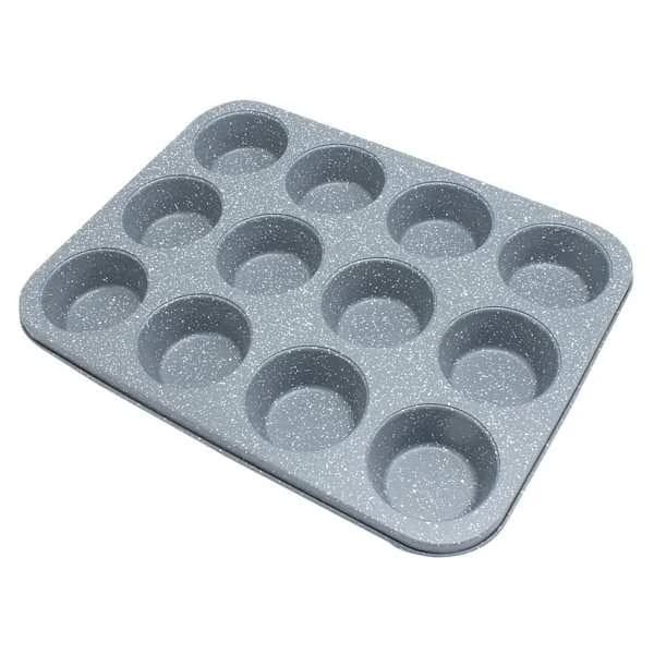 At Home 12-Cup Speckled Gray Muffin Pan