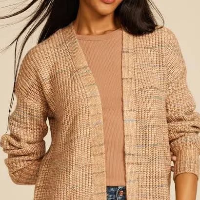 maurices Women's Spacedye Striped Open Front Cardigan