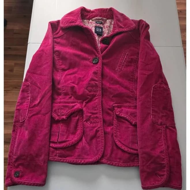 Gap Pink Corduroy Blazer with Floral Lining and Patch Pockets, Size 0