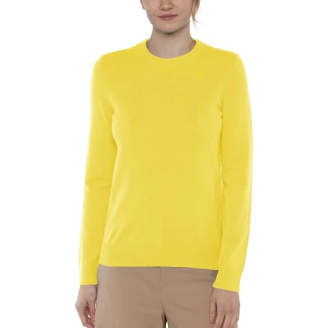 Jennie Liu Women's Pure Cashmere Long Sleeve Crew Neck Sweater