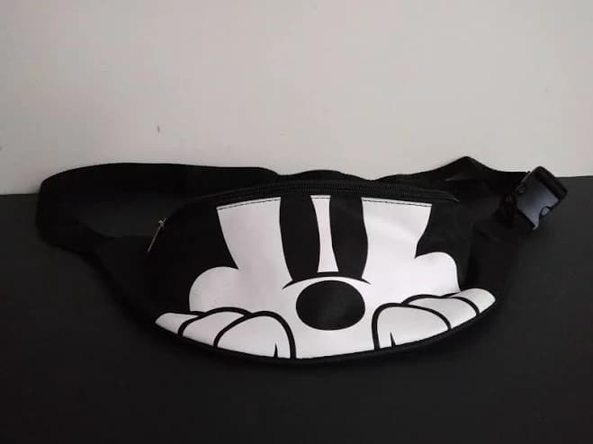 Disney Parks Mickey Mouse Fanny Pack Purse Bag 12" Black & White