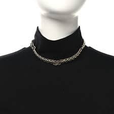 Chanel Metal Crystal Bead Chain Link CC Choker Necklace Gold 1794593 – FASHIONPHILE
