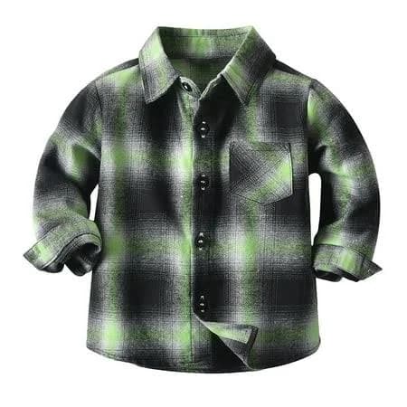 Blvb Toddler Boys Girls Button Down Plaid Flannel Shirts Infant Baby Unisex Long Sleeve Tops Coat Spring Fall Clothes, Infant Unisex, Size: 3-4Years,