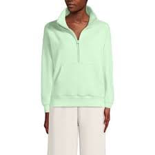 Lands' End Women's Relaxed Serious Sweats Long Sleeve 1/2 Zip Sweatshirt - X Small - Icy Mint Green : Target