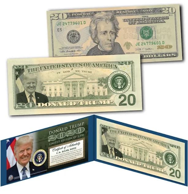 Donald Trump 2020 45th President Genuine Legal Tender Twenty Dollar (20.00) U.S. Bill - Ships Fast