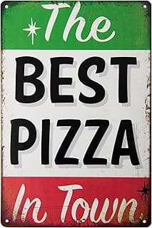 ERLOOD The Best Pizza in Town Tin Sign Home Kitchen Signs Wall Decor Metal Funny Art Retro Vintage Distressed 12 X 8