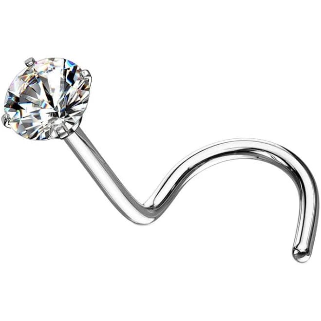 20g CZ Clear Prong Set Nose Screw