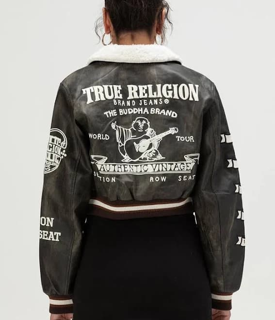 True Religion Womens Sherpa Collared Aviator Jacket - Brown - Size: Medium