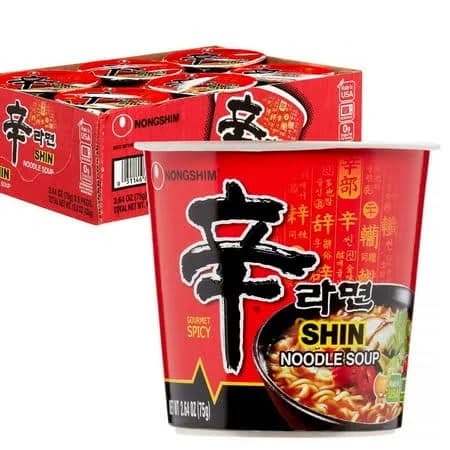 Nongshim Shin Cup Noodle Instant Spicy Ramen 68g (12 Cups)