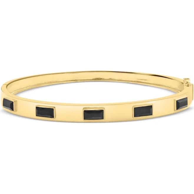 Effy Women's 14K Gold Over Silver Onyx Bangle Bracelet