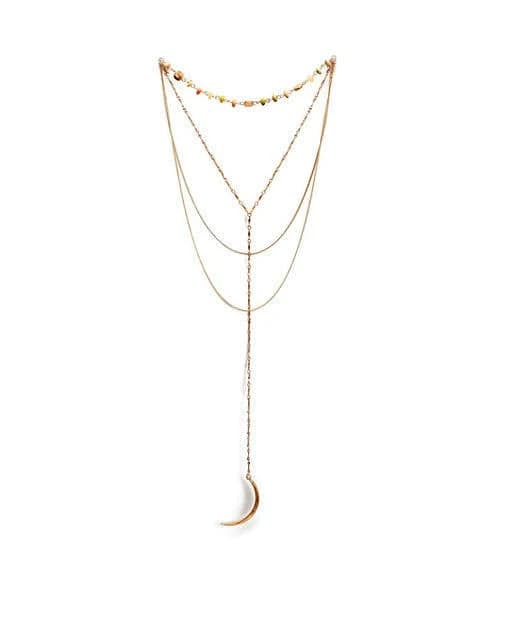 Crescent Moon Multilayer Pendant Necklace