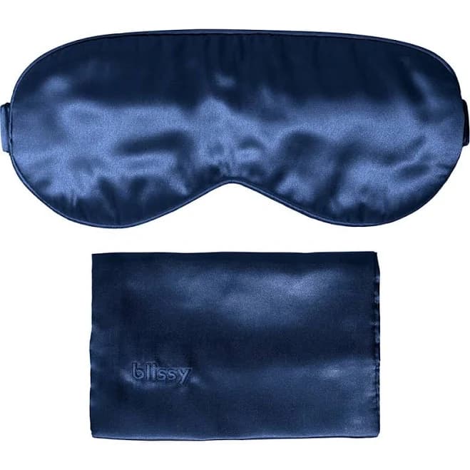 BLISSY Silk Sleep Mask in Navy at Nordstrom