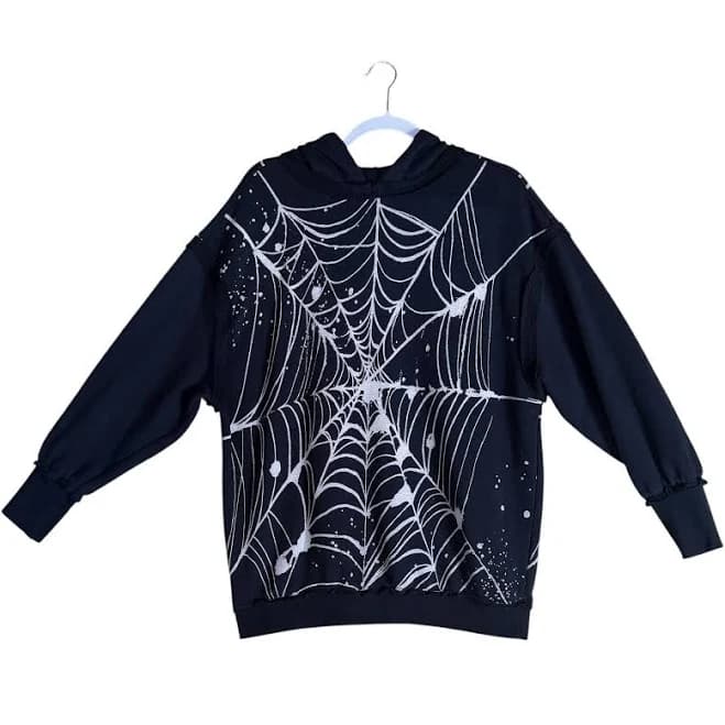 Urban Outfitters Womens Small Spiderweb Oversized Hoodie Goth Grunge