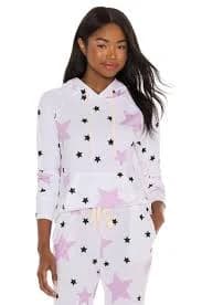 Stripe & Stare Hoodie Charcoal Grey Star Print Sweatshirt Revolve S NWOT $120