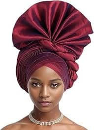 Amazon.com: African Turban Head Warp Headwear Twisted Braid Headwarp Soft Pre-Tied Head Cover Headscarf for Women : Beauty & Personal Care