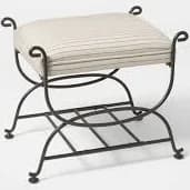 Threshold Metal Ottoman Performance Stripe Fabric
