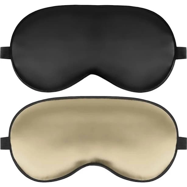 SilkSilky 2 Pcs Silk Elastic Band Sleep Eye Mask Set