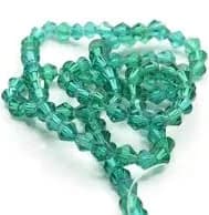 95 4mm Green Glass Faceted Bicone Beads