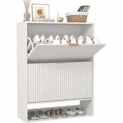 Fluted Narrow Shoe Cabinet